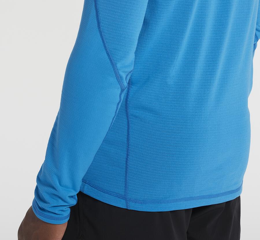 Hoka One One Tops Mens Blue - 1/2 Zip Midlayer - 89527OTRG